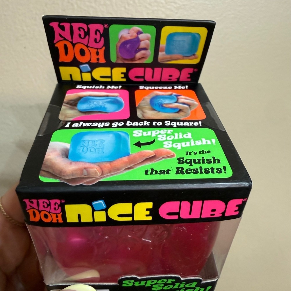 NeeDoh Nice Cube Nee Doh Pink Squishy Fidget Toy Stress Sensory Squeezy NEW - Picture 4 of 5